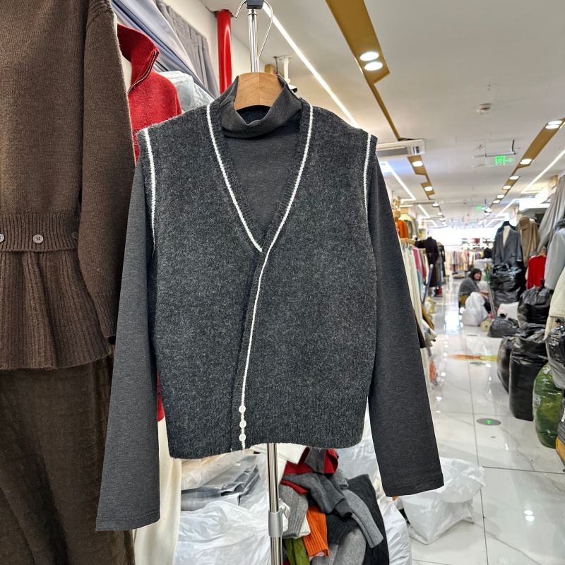 韩系叠穿两件套马夹上衣