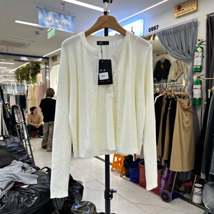 奈.奈8829正品春季新款韩版内搭吊带衫+镂空针织开衫叠穿两件套女