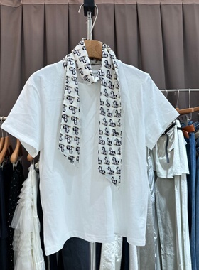 2026年春夏季新品韩版配丝巾显瘦百搭休闲短袖bf风T恤衫上衣女装