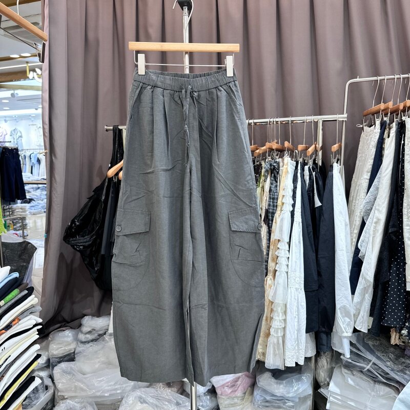 TIDING题盯57088正版夏季新款大口袋设计显瘦百搭休闲裤女工装裤