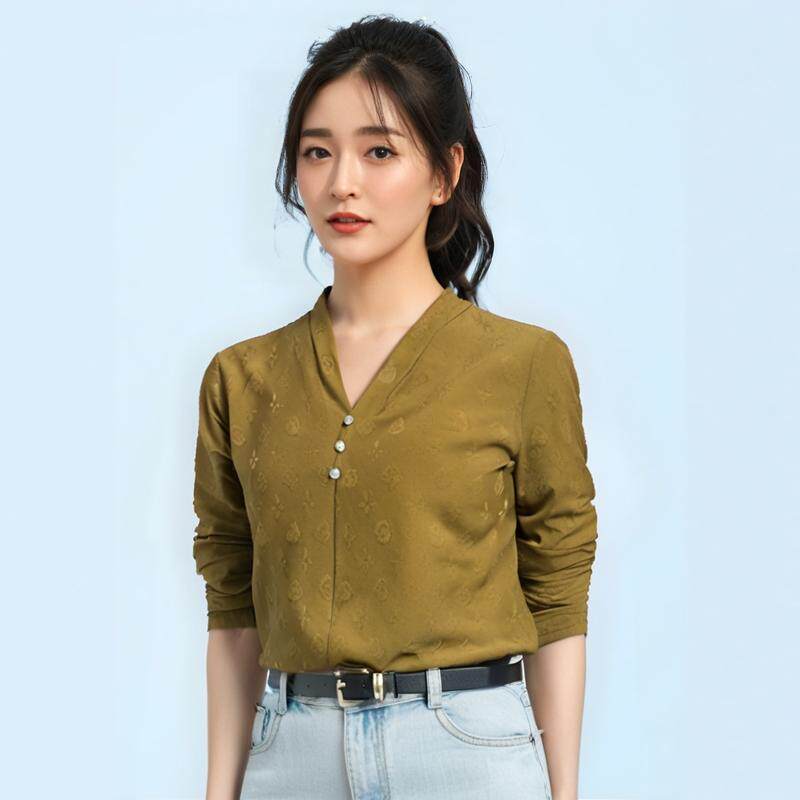 2025新款长袖Ariseism女士流行百搭打底衫V领春秋季女装速购