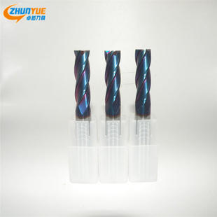 新品非标定制不锈钢专用合金钨钢4刃铣刀D10*25*75L蓝纳米涂层