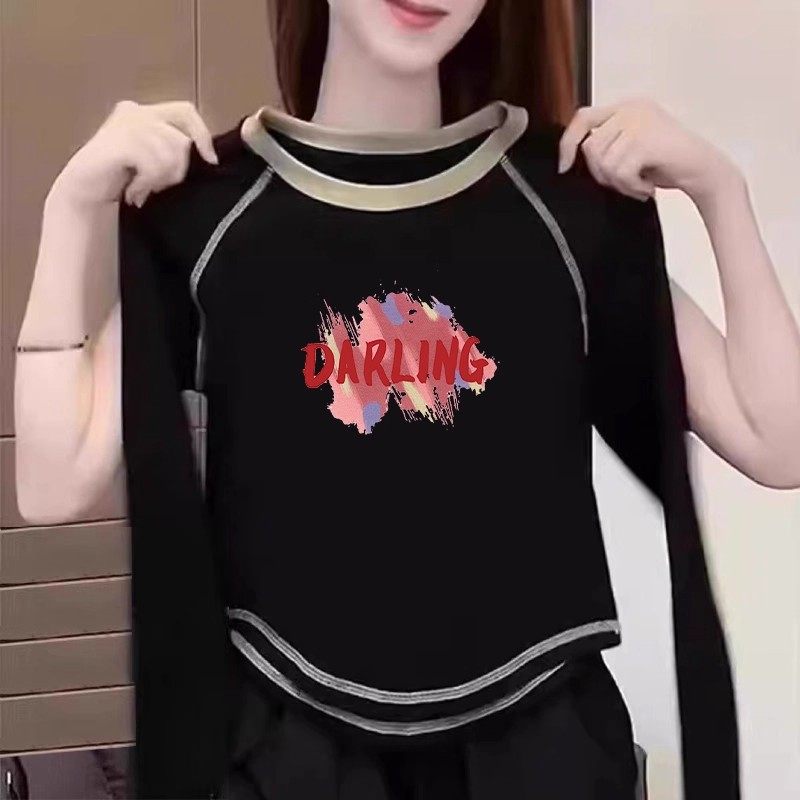 纯棉女童春秋撞色打底衫2026新款女孩修身洋气长袖t恤内搭上衣服