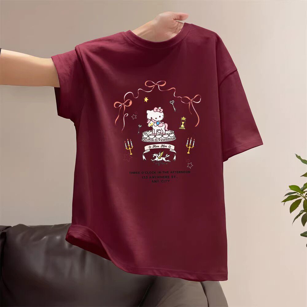 女童T恤2026夏季新款宽松儿童纯棉短袖中大童学生t恤印花圆领上衣