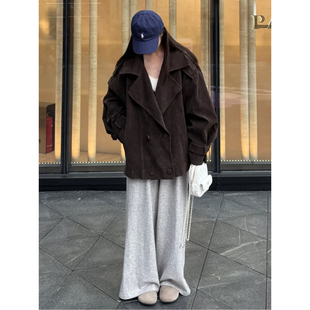 巨好看的早秋外套女2026新款韩系休闲慵懒松弛感chic麂皮工装风衣