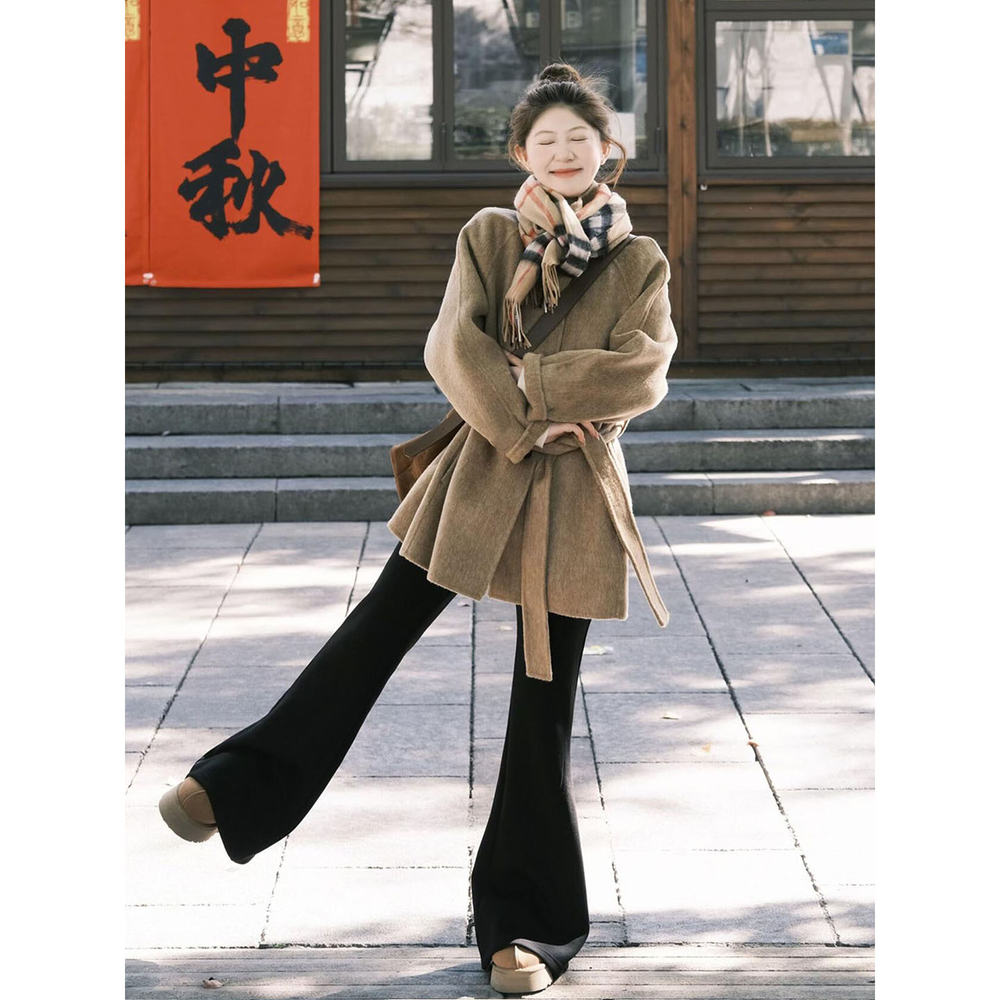 双面羊毛大衣女款2026新款秋冬季高级感短款小个子立领羊毛呢外套图片