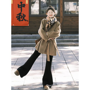 双面羊毛大衣女款2026新款秋冬季高级感短款小个子立领羊毛呢外套