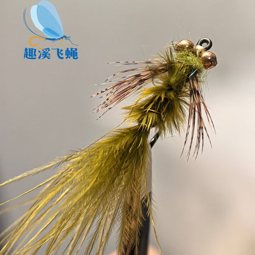 飞钓用饵 豆娘若虫绑制有刺 鲈鱼 鳟鱼 马口 12 号