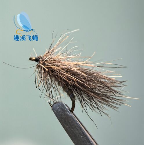 CDC石蚕蛾16 18号有刺 飞钓用饵 干式毛钩飞蝇钓 马口溪哥白条