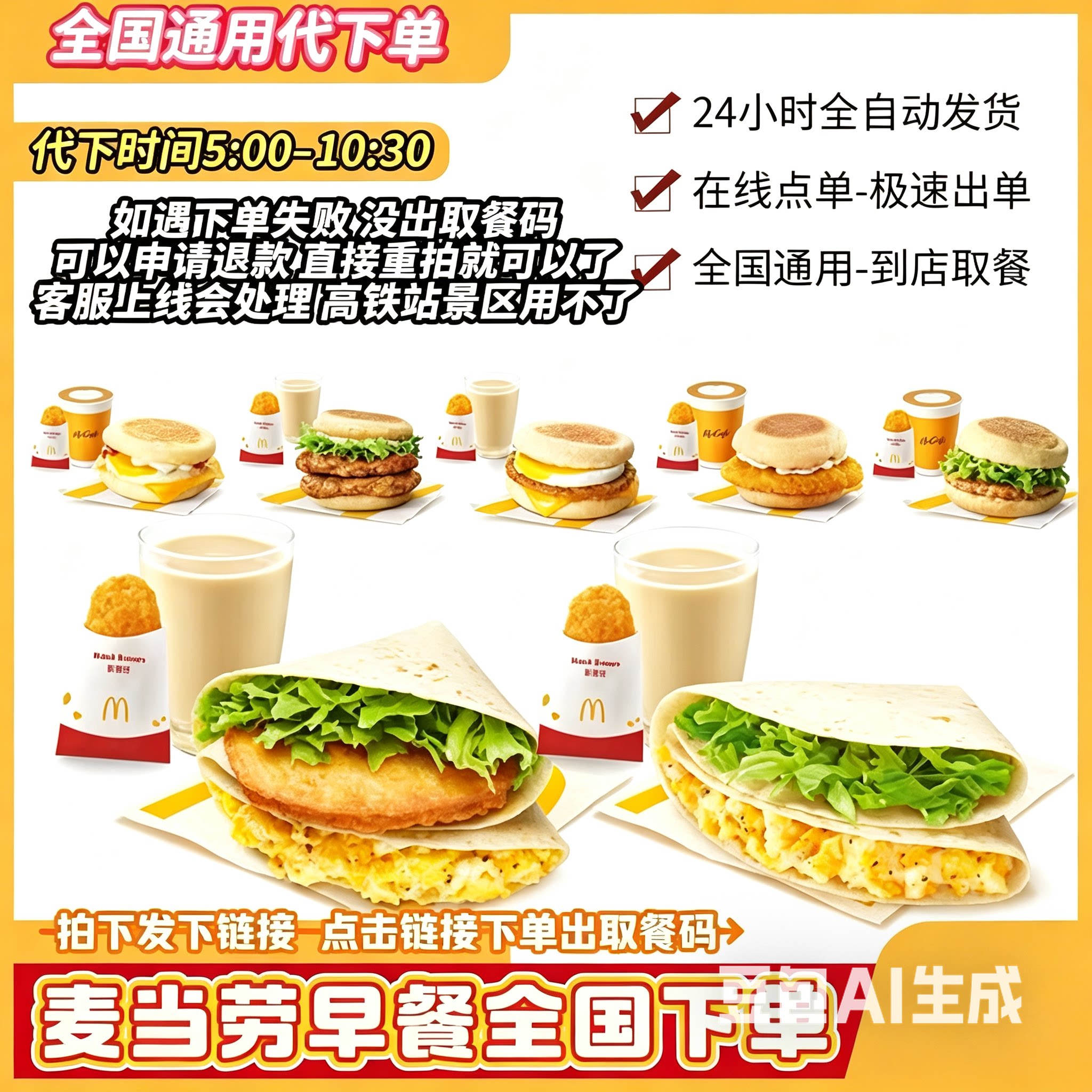 麦当劳早餐炒双蛋两件套代下单