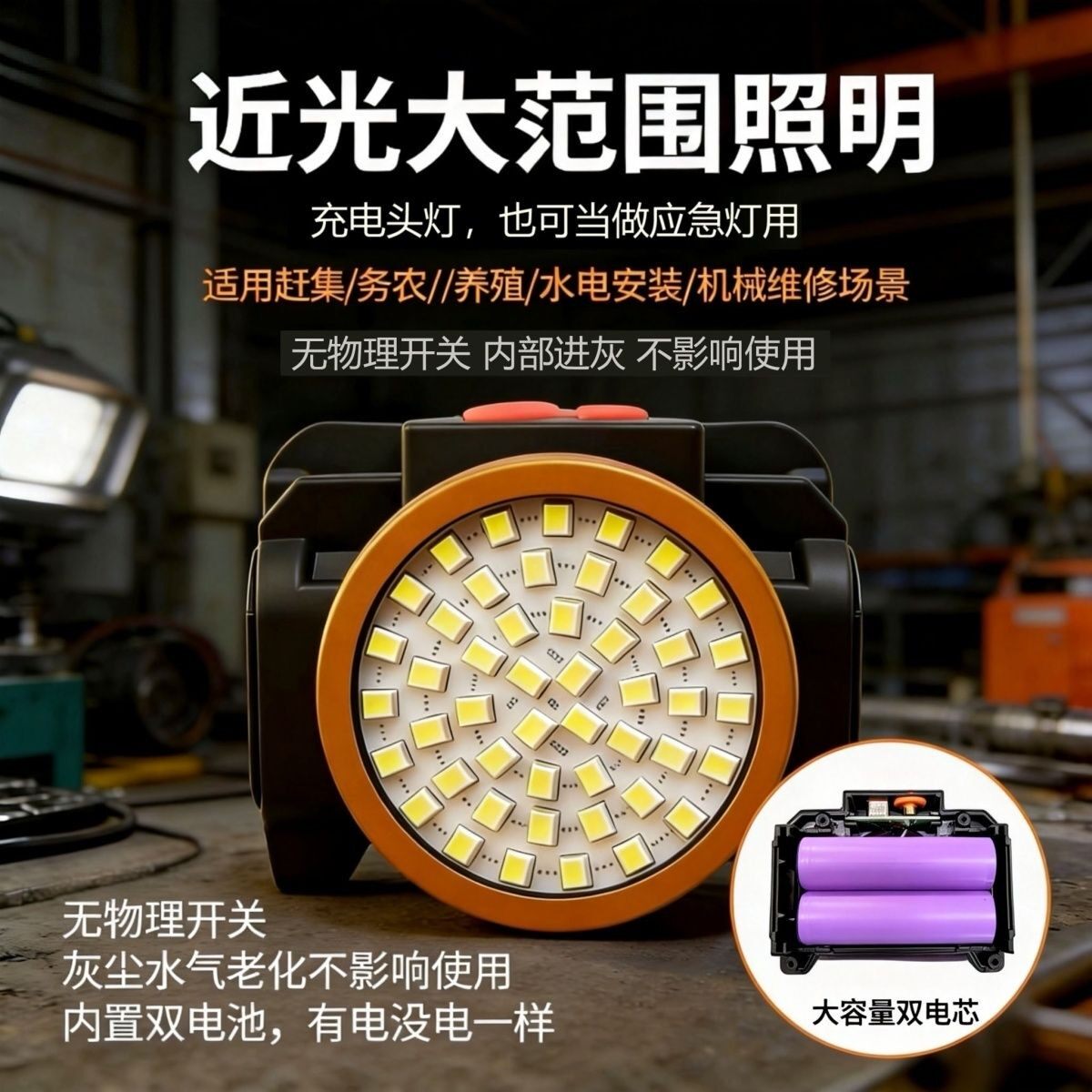 陶瓷厂轻便散光恒亮可充电头灯应急灯务农赶集养殖灯维修工作