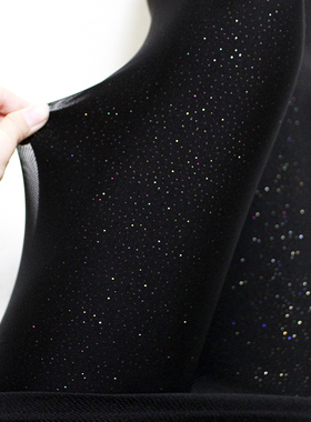 彩金网纱打底裤加绒烫钻闪光带小亮片时尚黑色加厚踩脚双层维宾裤