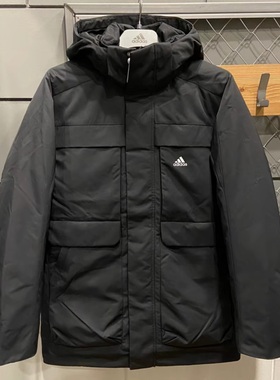 阿迪达斯正品秋冬新款派克大衣中长款保暖盖屁股连帽羽绒服IV7553