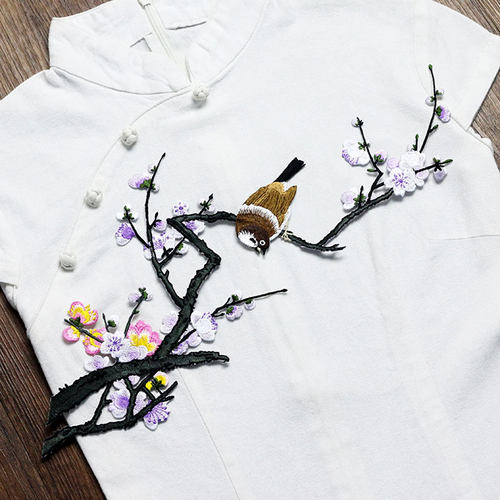 花鸟对称大号包包绣片熨烫首饰盒