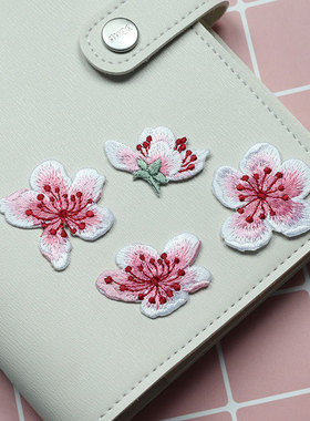 小朵桃花布贴民族风衣服素雅装饰补小虫眼绣片多色diy可选可烫缝