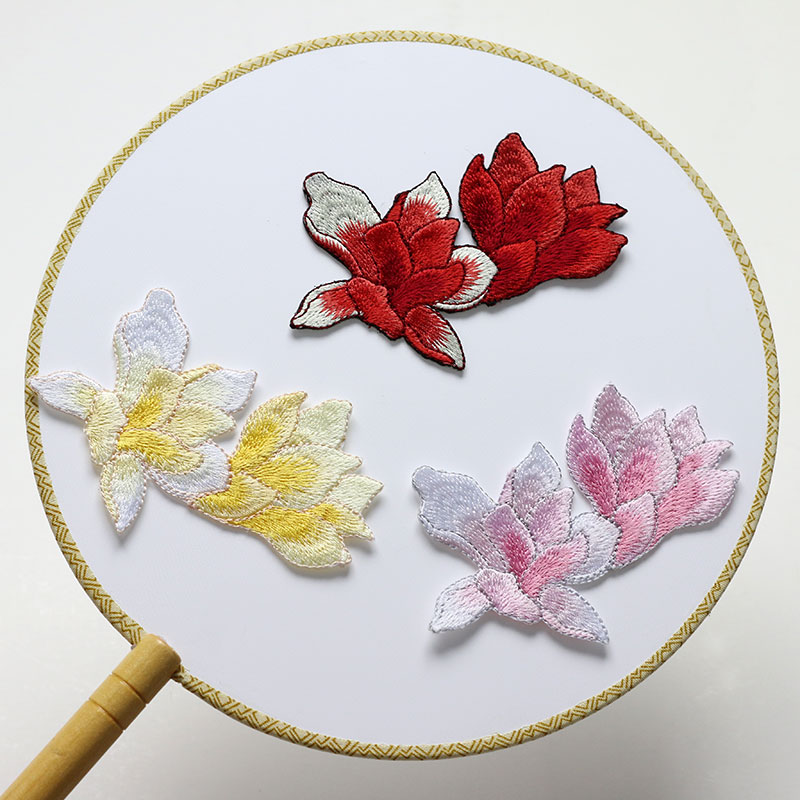 玉兰双花中国风绣片多色可选布贴