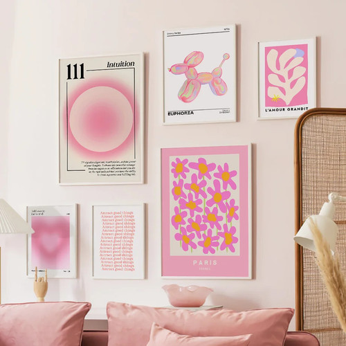 Pink Angel Number Poster Flower Maket Exhibition Gallery Art
