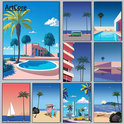 Hiroshi Nagai Vaporwave Japan Beach City Summer Art Posters