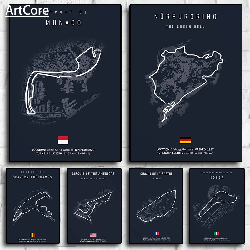 F1伊莫拉摩纳哥赛道壁画北欧海报