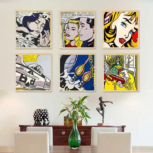 Roy Lichtenstein Pop Abstract Art Canvas Painting Art Poster