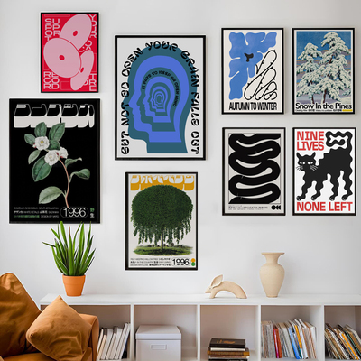 Modern Abstract Open Your Mind Blue Waves Wall Art Posters