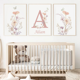 Personalized Name Wildflower Nursery Decoration Poster Decor