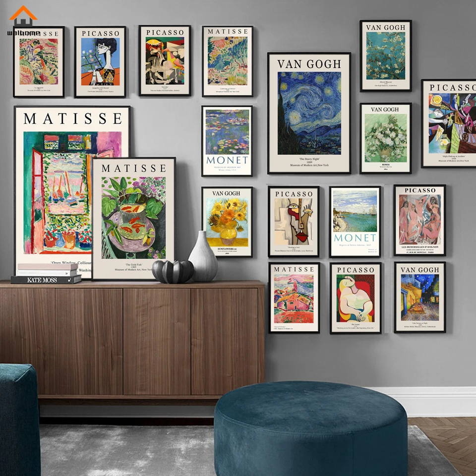 Vintage Famous Van Gogh Monet Matisse Picasso Poster Decor