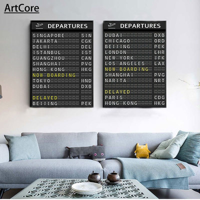机场板目的地板海报板艺术画布