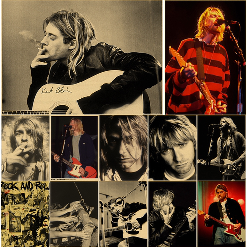 Singer Kurt Cobain Retro Poster Vintage Home Room Cafe Decor