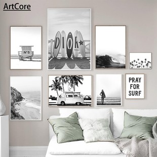 Landscape Beach Photography Poster Painting Palm Canvas Tree
