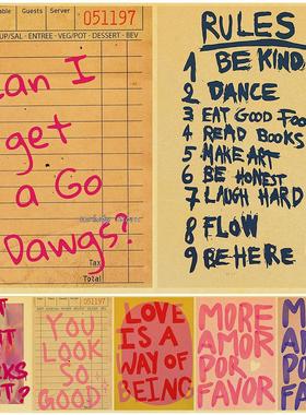 Pink Love Quote Poster American Retro Poster Creative Canvas