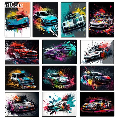 彩色汽车海报艺术流行涂鸦Lurxry