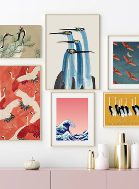 Red Crane Hokusai Eclectic Gallery Prints Blue Heron Posters