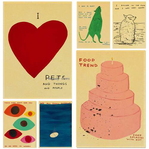 Vintage David Shrigley Art Nordic Poster Prints Decor