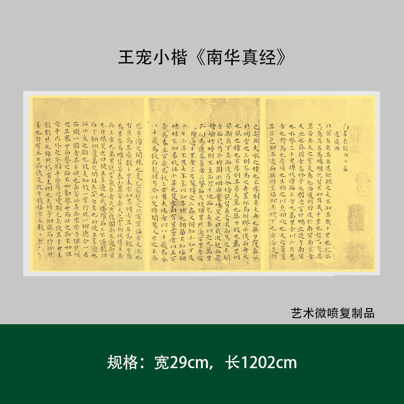 王宠小楷《南华真经内七篇》高清复制微喷成人毛笔书法练字帖长卷