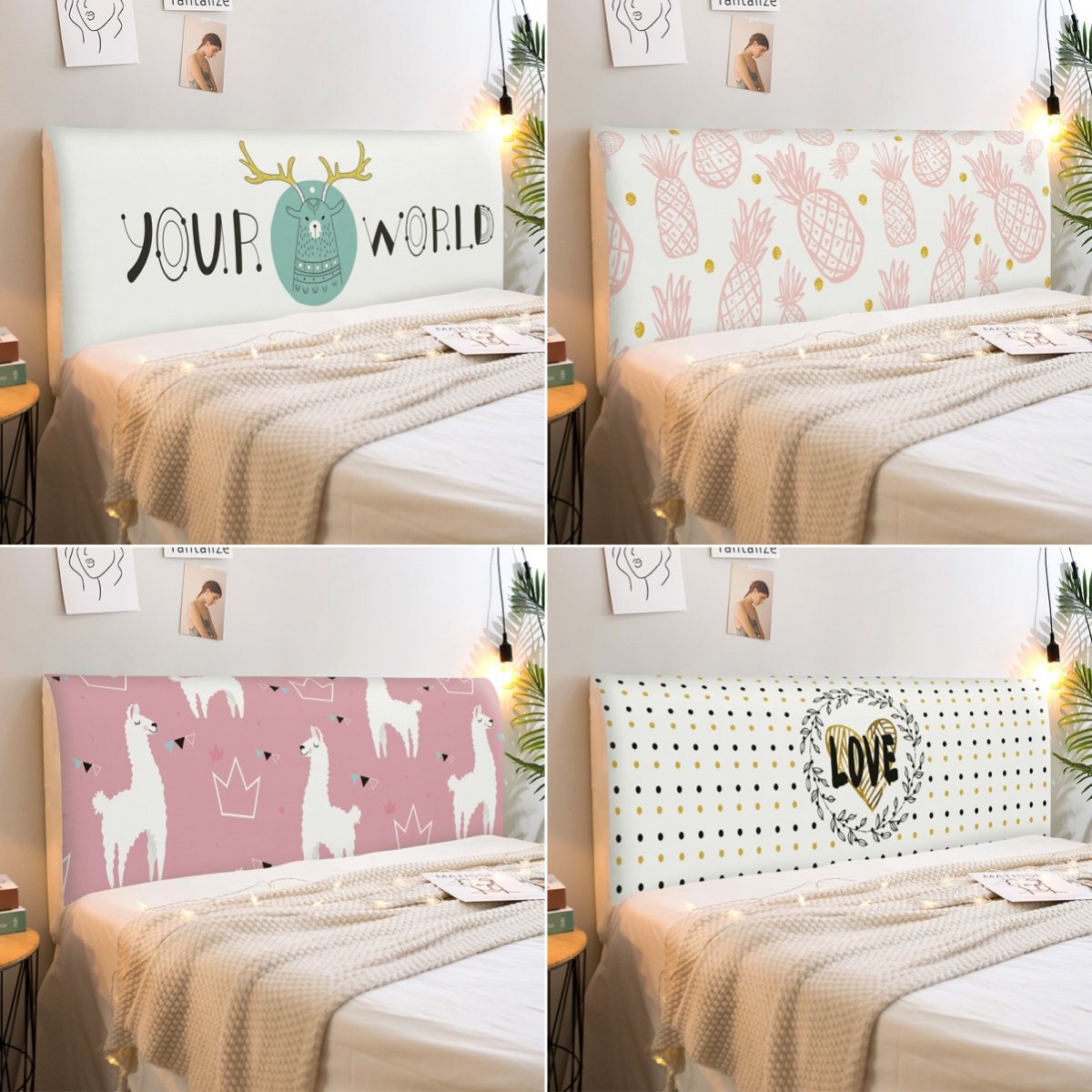 现代简约卡通可爱床头罩套1.5米全包软包防尘保护罩1.8米靠背罩布,居家布艺,床头罩,淘宝优惠券,粉丝福利购,淘宝优惠卷