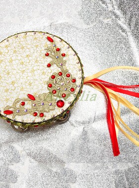 专业手工芭蕾舞铃鼓艾斯米拉达考级道具演出比赛配件手鼓红金色