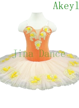 淡黄色韩国绒芭蕾舞台演出比赛考级练习芭蕾服专业定制儿童蓬蓬裙