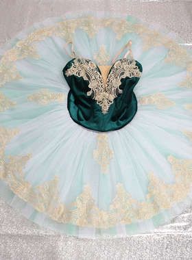 Jina dance定制 仙绿色芭蕾舞裙演出比赛考级汇演蓬蓬裙tutu金绿