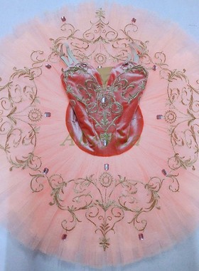 橙色GDC芭蕾TUTU 粉白色艾斯米拉达简易纱裙群舞表演出服盘裙