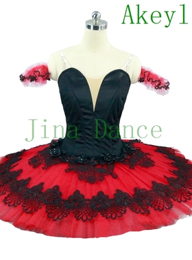 Don Quixote 高档堂吉诃德黑红色专业芭蕾舞比赛tutu定制表演出服