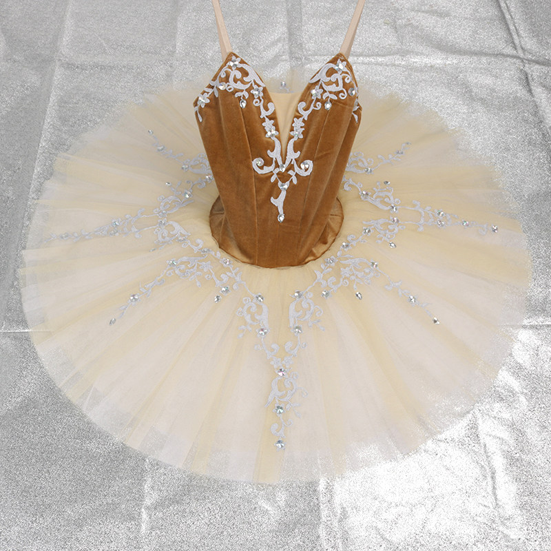 Akeylia 暗金色帕基塔蕾舞裙tutu定制变国际比赛群舞演出服盘裙