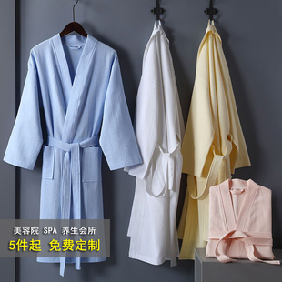 美容院浴袍女定制养生馆男浴衣加厚纯棉睡袍月子中心印LOGO春夏款