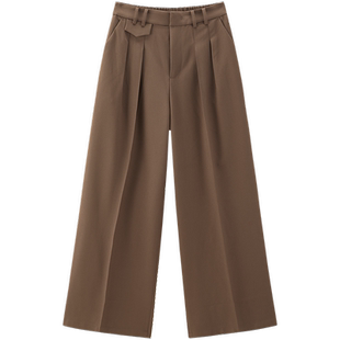 太平鸟女装秋季款双压褶西裤休闲裤A1GBE3438