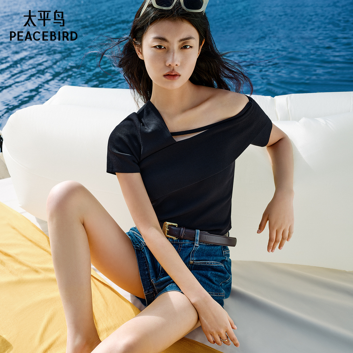 【商场同款】太平鸟女装2025年夏季新款斜肩线套衫A1EEF2725