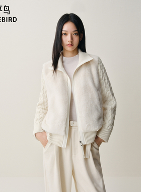 【商场同款】太平鸟短款直筒立领短外套女仿裘皮外套A3AEF4211