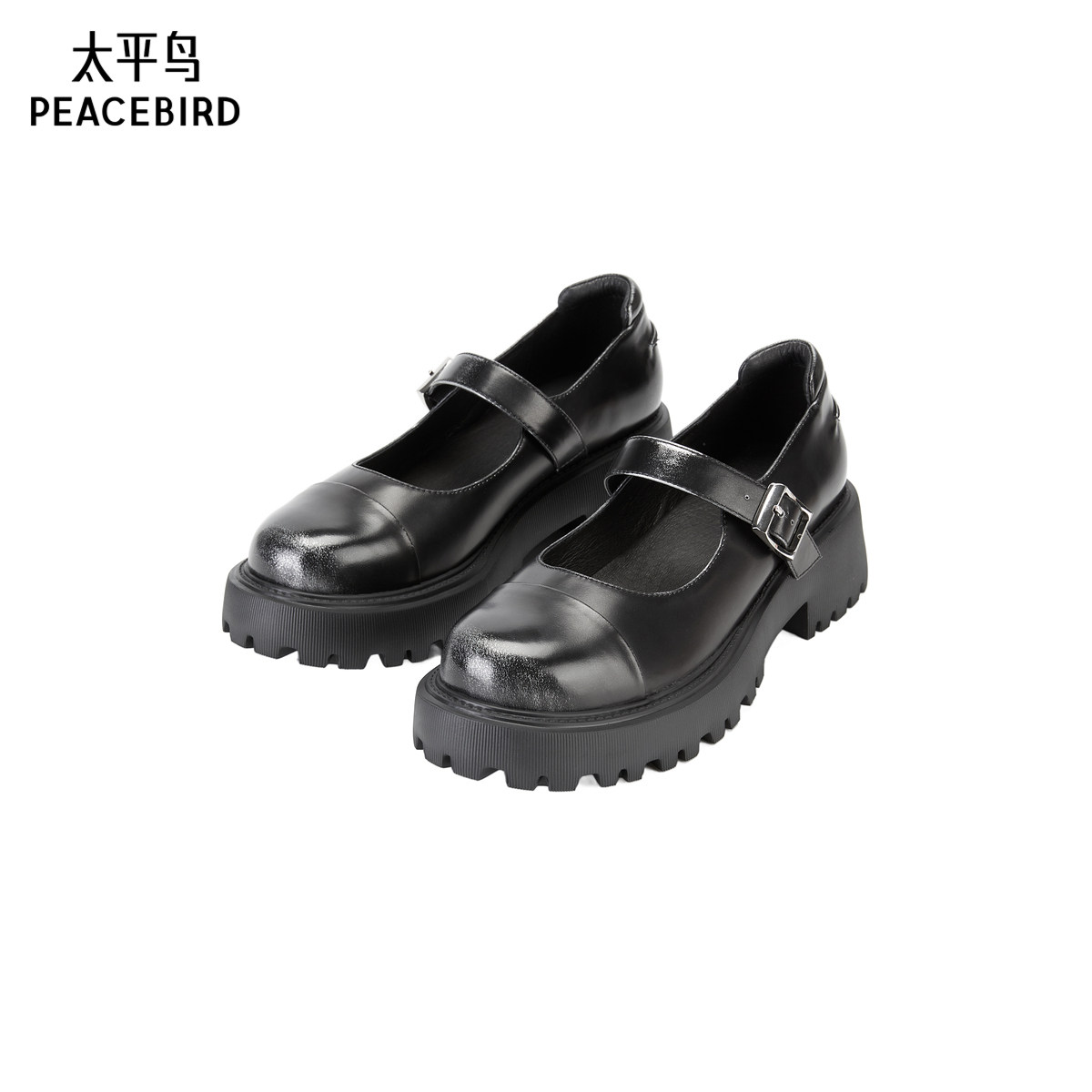 【商场同款】太平鸟黑色玛丽珍时尚单鞋女黑色中跟A3ZAF3206