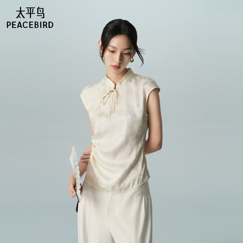 太平鸟提花面料新中式国风上衣