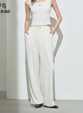 太平鸟年冬季款醋酸羊毛直筒裤A1GBE4454