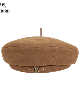 【商场同款】太平鸟棕色仿麂皮绒品质帽子女2025年新款A1YAF4352